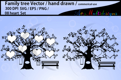 family tree clipart 08 hearts - SVG, EPS,, Png, /family tree vector