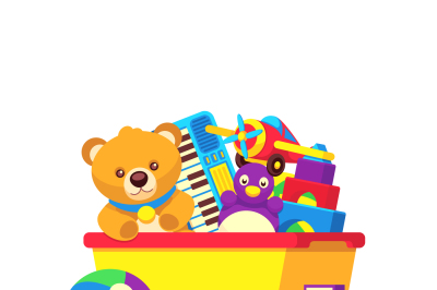 Kids toys in box vector clipart