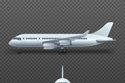 Realistic 3d detail airplane&2C; commercial jet isolated vector illustrat