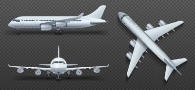 Aircraft&2C; airplane&2C; airliner in different point of view vector set