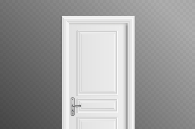 Closed white entrance door vector illustration