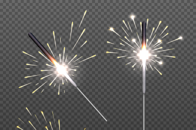 Closeup isolated sparkler shine bengal lights for holiday decor