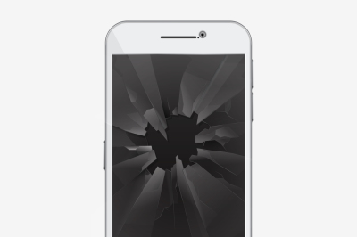 Broken glass screen of phone, smartphone vector illustration