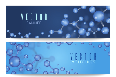 Nanotechnology&2C; micro genetics&2C; medical vector banners set with 3d mol