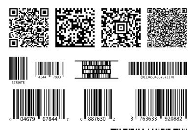 Business barcodes and QR codes vector set