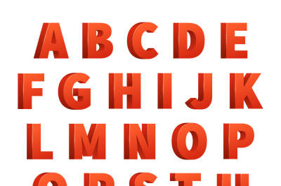 Red 3d letters vector alphabet, lettering