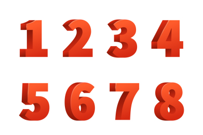 Red 3d numbers vector signs