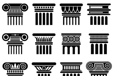 Ancient rome architecture column vector icons