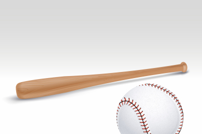 Baseball bat and ball vector illustration