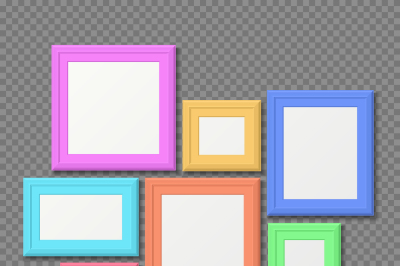 Color rectangle portrait wall frames vector set