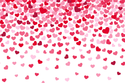 Flying heart confetti, valentines day vector background