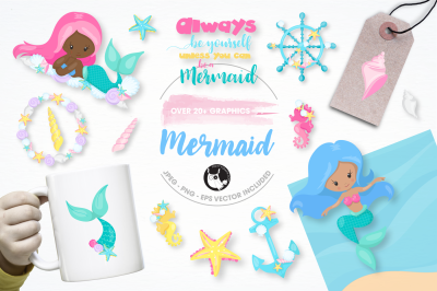 be a mermaid graphics and illustrations