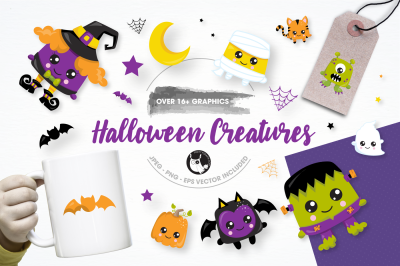 Halloween creatures graphics and illustrations