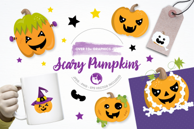 Scary pumpkin graphics and illustrations