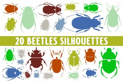 20 beetles silhouettes