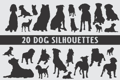 20 dog silhouettes