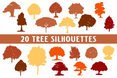 Variety of tree silhouettes