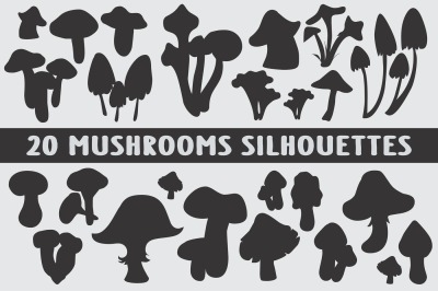 mushrooms silhouettes collection