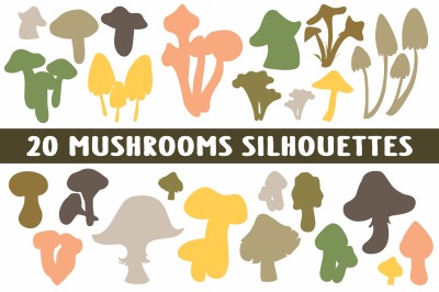 Coloured mushrooms collection