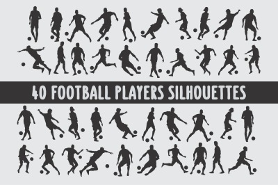Silhouettes of football players in various poses