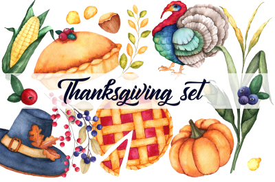 Watercolor Thanksgiving set