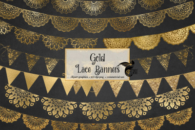 Gold Lace Banners Clipart