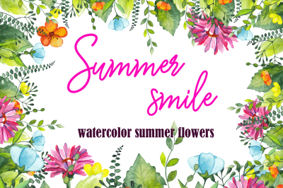 Watercolor summer flowers