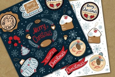 Merry Christmas decorate label