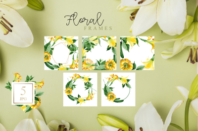 Yellow Brugmansia PNG watercolor set