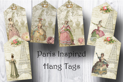 Paris Inspired Victorian Ladies Hang Tags
