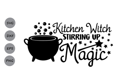 kitchen witch stirring magic svg, halloween svg, witch svg.