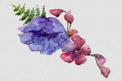 Aquarelle bouquet PNG set