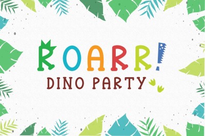 Roarr! dino party, a funny uppercase font