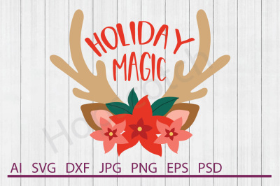 Reindeer Flowers SVG, Reindeer Flowers DXF, Cuttable File