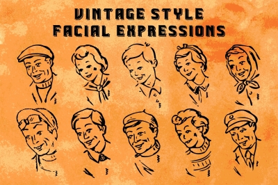 Facial Expressions in Vintage Style