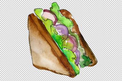 Tasty sandwich PNG watercolor set &nbsp;