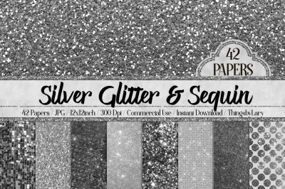 42 Silver Luxury Shimmer Glitter and Sequin Digital Papers