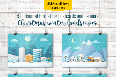 Winter Christmas landscapes with houses