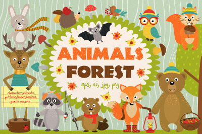 set animals of forest