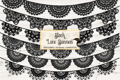 Black Lace Bunting Banners