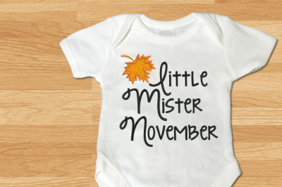 Little Mister November Fall Leaf | Applique Embroidery