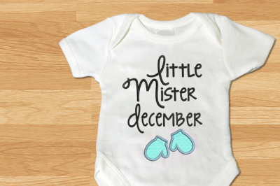 Little Mister December Mittens | Applique Embroidery