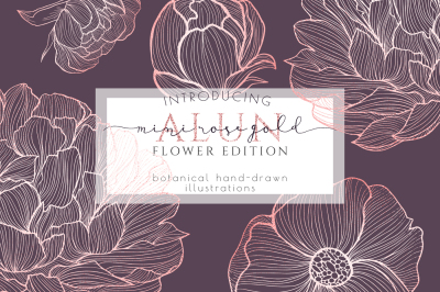Rose Gold Flower Clipart, Hand Drawn Wreath Leaves Illustration