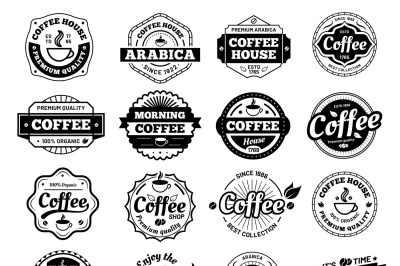 Coffee badges. Cafe logo stamp sticker. Restaurant logotype. Vintage l