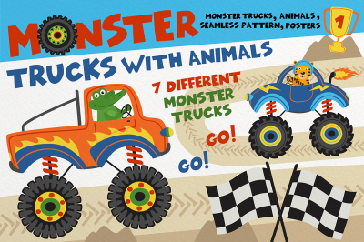 monster truck with animal