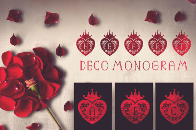 Heart Deco Monogram, valentine monogram for crafter