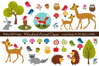 Woodland Animal Clipart Graphics