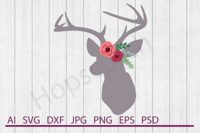 Floral Deer SVG, Floral Deer DXF, Cuttable File