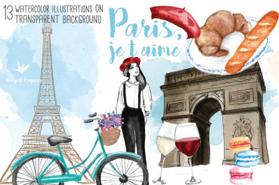 France /  Paris watercolor travel illustrations