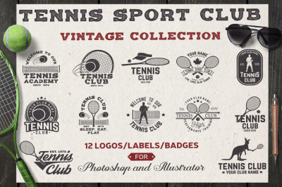 Set of Tennis club badges